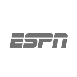 ESPN logo in bold, gray font on a white background.